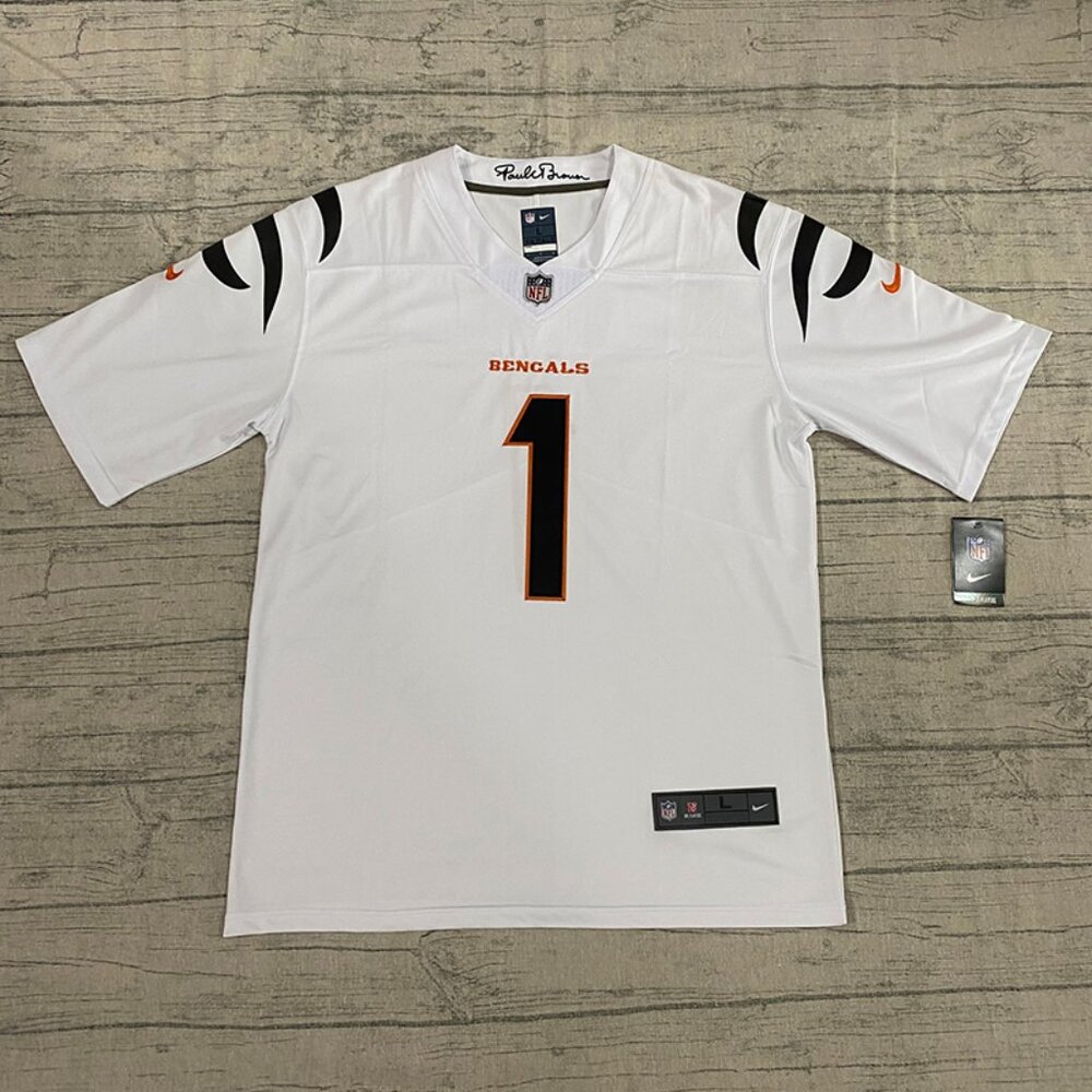 NFL Jamarr Chase Cincinnati Bengals Nike Dri Fit #1 White Jersey